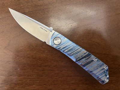 Real Steel Luna Boost Framelock Knife 2.75" N690 Steel Blade Titanium Excellent - Image 1 of 2