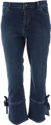 Pantalones de mezclilla Susan Graver altos elásticos corbatas vaqueros antiguos 28W nuevos sin etiquetas (976) Foto 1 de 4