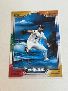 2025 TOPPS BOB ROSS JOY OF BASEBALL CLAYTON KERSHAW 14/99 BLUE FOIL DODGERS TN2 - Foto 1 di 2
