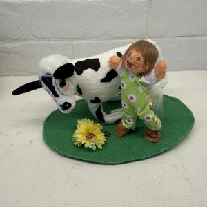 ANNALEE 2021 Spring Calf With Kid 4-H Cow Farm Doll 4” Rare - Picture 1 of 4