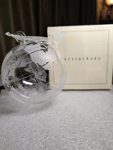 Vintage Keramik Scheune mundgeblasene Glas Erdkugel Weihnachtsschmuck geätzte Kontinente - Bild 1 von 17