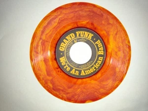 Grand Funk Railroad 45 Record WE"RE AN AMERICAN BAND Orange Swirl 1973 & Sleve - Picture 1 of 5