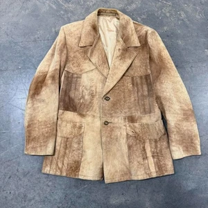 Vintage 70s Robert Lewis Suede Leather Blazer Jacket Size 46 - Picture 1 of 7
