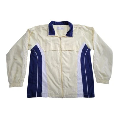 Vintage Wilson Windbreaker Track Jacket Medium Full Zip Yellow White Blu Pockets - Image 1 of 4