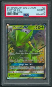 Pokémon Sun & Moon Lost Thunder Sceptile GX 22/214 PSA 10 - Picture 1 of 2