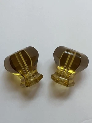 (2) Perillas de tirar de cajón de gabinete vintage de cristal ámbar Foto 1 de 2