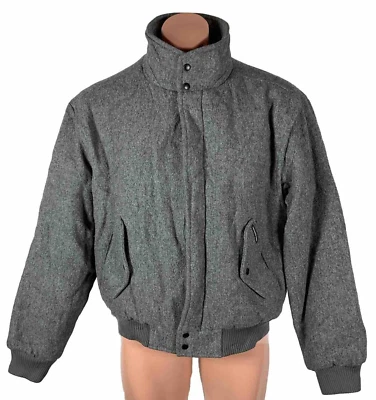 Members Only Gray Wool Quilted Zip Up Jacket 40 vintage 90s Sz 40 Bomber Grunge - Image 1 of 4