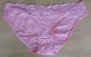 M & S Talla 14 Bikini Bragas Bragas Calzoncillos Algodón Elástico Encaje Cintura Rosa - Imagen 1 de 7
