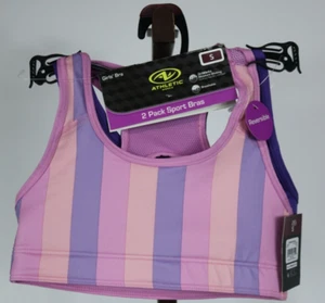 Athletic Works Girls Bras 2 Pack Purple High Reversible Sports Size Small NEW - Picture 1 of 4