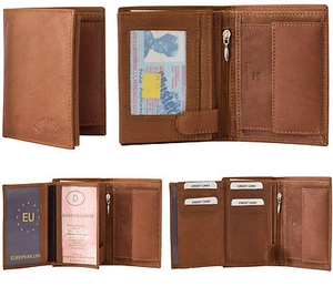 Preiswerte Herren Geldbörse Leder Braun Hochformat Portemonnaie Brieftasche - Bild 1 von 5