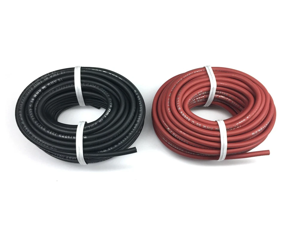 PHILMORE NEW 25 ft Black and 25 ft Red Flexible High Voltage 18 AWG Test Lead Probe Wire