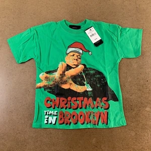 Cotton On Kids Size 4 Green Notorious BIG Christmas In Brooklyn Graphic Tee NWT - Picture 1 of 5