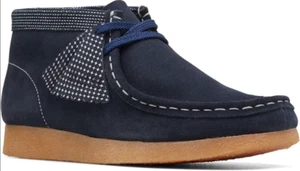 Clarks Kids Wallabee O Boot Navy Blue Suede Size 3.5 Wide Big Kid New In Box - Picture 1 of 6