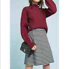 Anthropologie Maeve Mod Cozy Black and White Striped Skirt 14
