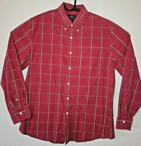 Dockers Red Plaid Long Sleeve Button Down Collar Button Up Shirt Men's L 16-16.5 - Picture 1 of 6