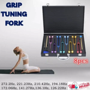 Chakra Tuning Fork Set for Healing, 8 PCS Color Weighted Tuning Forks - Picture 1 of 6