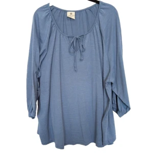 Blusa ligera informal boho con textura de gasa azul talla XL de fieltro Laurie para mujer - Imagen 1 de 10