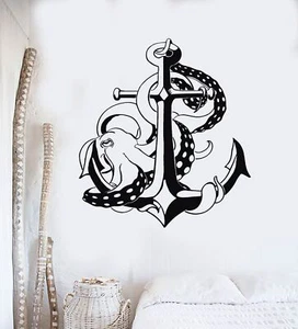 Vinyl Wall Decal Anchor Octopus Ocean Nautical Marine Mural (625ig) - Picture 1 of 3