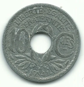 HIGH GRADE AU 1941 FRANCE 10 CENTIMES COIN-AGT384 - Picture 1 of 2