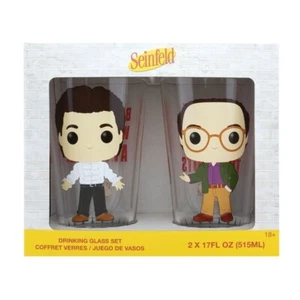 2PK Pop! Funko Drinkware Seinfeld Jerry & George Glass Set Collectable Set - Picture 1 of 2