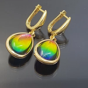 18K Gold Filled Stunning Italian Dragon Poop Aura 18ct GF Drop Earrings 40mm - Picture 1 of 12
