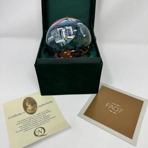 Neqwa Hand Painted Portland Oregon Glass Christmas Ornament Ball 2007 Velvet Box - Picture 1 of 14