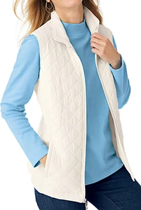 BLAIR ZIP FRONT DIAMOND QUILTED MIXED MEDIA VEST WOMENS PLUS 3X 3XL NEW IN PKG! - Picture 1 of 6