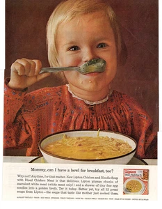 1963 Lipton Chicken Noodle Soup Vtg 1960s Magazine Ad Adorable Girl ~ Wall Art - Picture 1 of 1