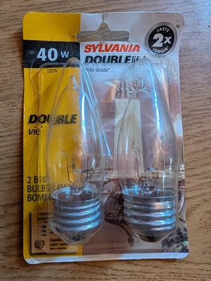 SYLVANIA PACK OF 2 B10 BULBS STANDARD BASE 40W 120V 40B10/DL/BL/2PK - Image 1 of 2