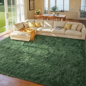 9x12 Area Rugs for Living Room Green Fluffy Shag Rug,Plush Bedroom Grass Carp... - Picture 1 of 7