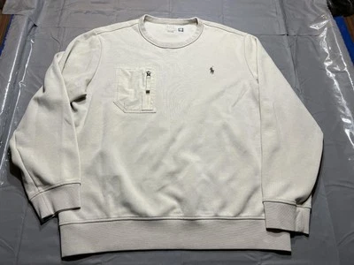 Ralph Lauren Sudadera Para Hombre Grande Beige Cuello Redondo Bolsillo Pullover Garra Cremallera Logo Foto 1 de 4