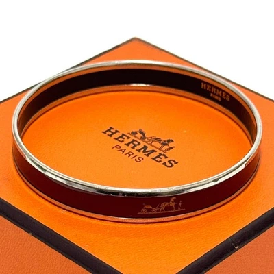 Brazalete Brazalete Hermes Caleche Auténtico Esmalte Carro de Caballos Rojo Plata JAPÓN Foto 1 de 4