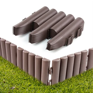8-64 PCS GARDEN BORDER PATH EDGING FLEXIBLE WOOD LOG EFFECT FOR LAWN GRASS PATIO - Picture 1 of 10
