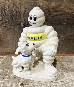 Michelin Man Bibendum w/ Bubble the Dog 8” Tall HEAVY Cast Iron Statue - Picture 1 of 4