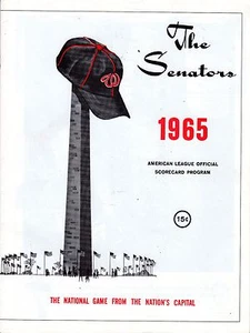 1965 programma baseball Boston Red Sox @ Washington Senators, non scollegato In perfette condizioni - Foto 1 di 1