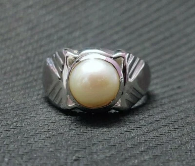 Anillo de perlas para hombre 9 mm banda de perlas redondas para hombre anillo de perlas para hombre anillo pesado de plata Foto 1 de 4