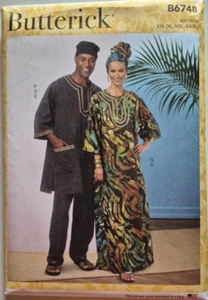 BUTTERICK PATTERN 6748 CAFTAN HAT TUNIC PANTS MENS/MISS SIZES XL XXL XXXL UNCUT - Picture 1 of 2
