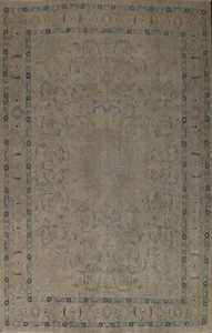 Vintage Muted Floral Kashmar Area Rug Low Pile Wool Hand-knotted Carpet 10x13 ft - Picture 1 of 12