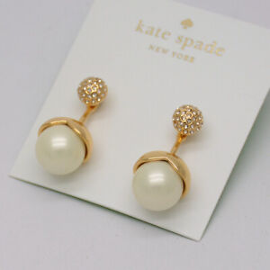 Kate spade elegant jewelry cute gold plated Pearls Drop Stud Earrings For Girls