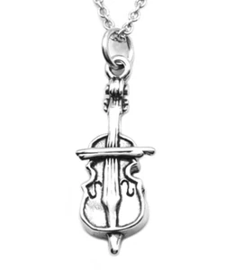 Sterling Silver Cello Charm Necklace-#2370 - Picture 1 of 4