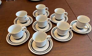 Noritake Primastone Blue Gray. 8 CUPS and SAUCERS Malaga 8301 Japan - Picture 1 of 8