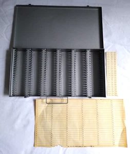 Vintage Metal Box Logan Deluxe Slide File 2 x 2 Slides Box Silver Case - Picture 1 of 12