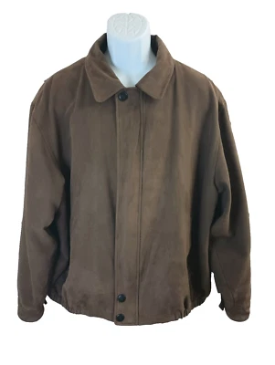 Weatherproof Men' Faux Suede Jacket XXL Brown Bomber Satin Lined Pocket - Image 1 of 4