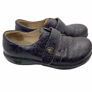 Alegria Clogs Women's Size US 8.5 EUR 39 Purple Black Leather Casual Shoes - Picture 1 of 12