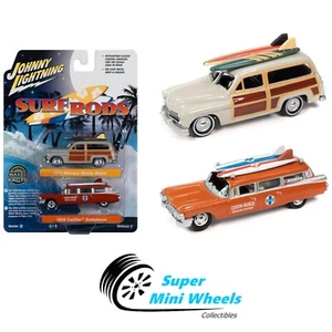 Johnny Lightning 2 Pack Surf Rods 1950 Mercury Wagon & 1959 Cadillac Ambulance - Picture 1 of 2