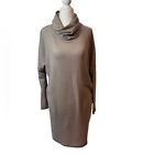 Turtle Neck Waffle Knit Top Tunic in Gray and Tan size Small