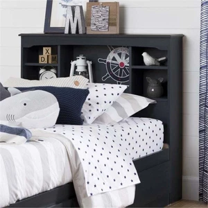 South Shore Aviron Twin Bookcase Headboard in Blueberry - Picture 1 of 6