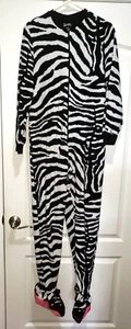 girls small NICK & NORA black white ZEBRA 1 PC PAJAMA SLEEPER FLEECE SOFT WARM! - Picture 1 of 1