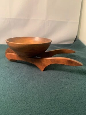 Baratija moderna vintage de mediados de siglo cuenco de madera carretilla decoración caramelo popurrí Foto 1 de 4