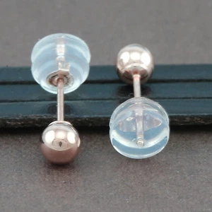 Pendientes de bola de oro rosa genuino de 18 quilates de 4 mm - 1 par - Imagen 1 de 5